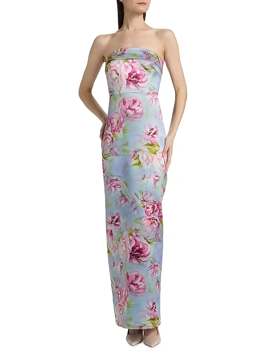 THEIA Women's Cleo Floral Mikado Strapless Gown | Thumbnail 2 THEIA Women's Cleo Floral Mikado Strapless Gown | Thumbnail 2