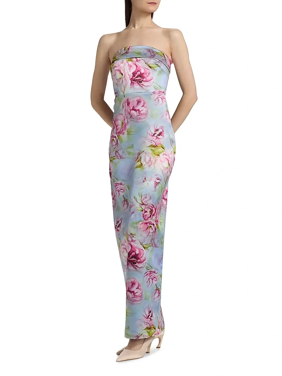 THEIA Women's Cleo Floral Mikado Strapless Gown | Thumbnail 4 THEIA Women's Cleo Floral Mikado Strapless Gown | Thumbnail 4