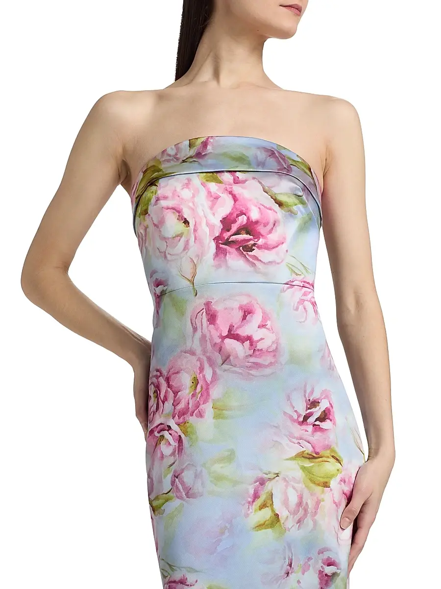 THEIA Women's Cleo Floral Mikado Strapless Gown | Thumbnail 6 THEIA Women's Cleo Floral Mikado Strapless Gown | Thumbnail 6