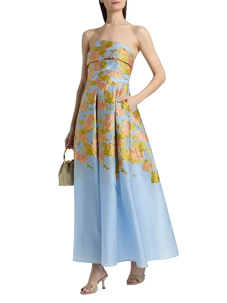THEIA Women's Leia Jacquard Strapless Gown | Thumbnail 2 THEIA Women's Leia Jacquard Strapless Gown | Thumbnail 2