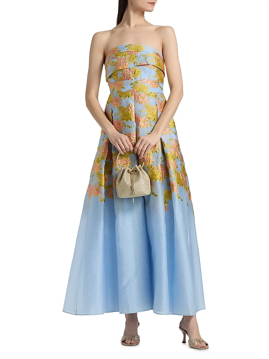 THEIA Women's Leia Jacquard Strapless Gown | Thumbnail 3 THEIA Women's Leia Jacquard Strapless Gown | Thumbnail 3