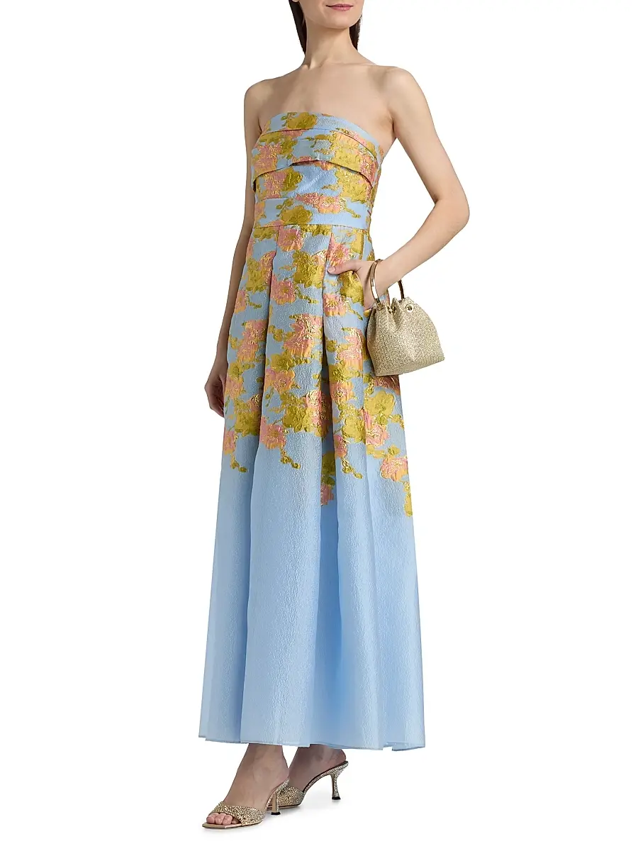 THEIA Women's Leia Jacquard Strapless Gown | Thumbnail 4 THEIA Women's Leia Jacquard Strapless Gown | Thumbnail 4