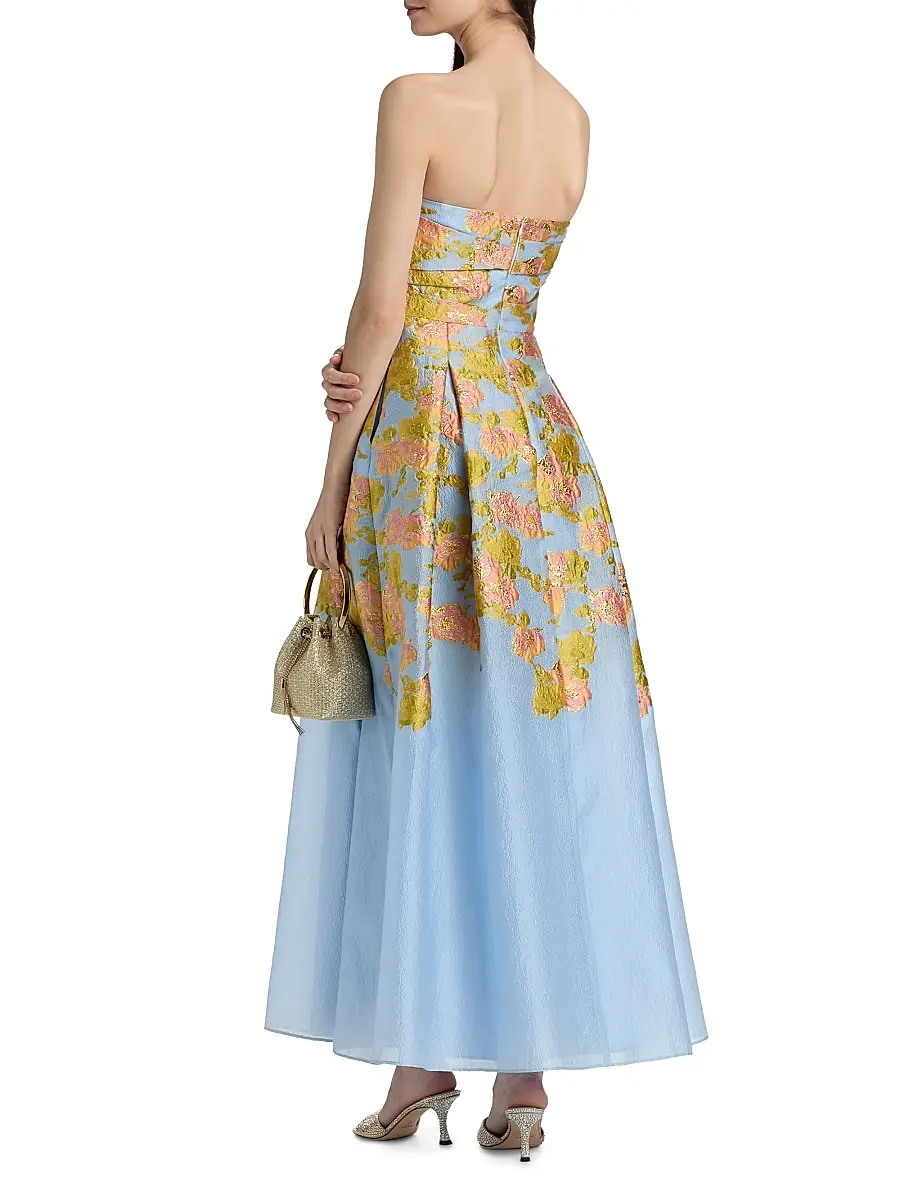 THEIA Women's Leia Jacquard Strapless Gown | Thumbnail 5 THEIA Women's Leia Jacquard Strapless Gown | Thumbnail 5