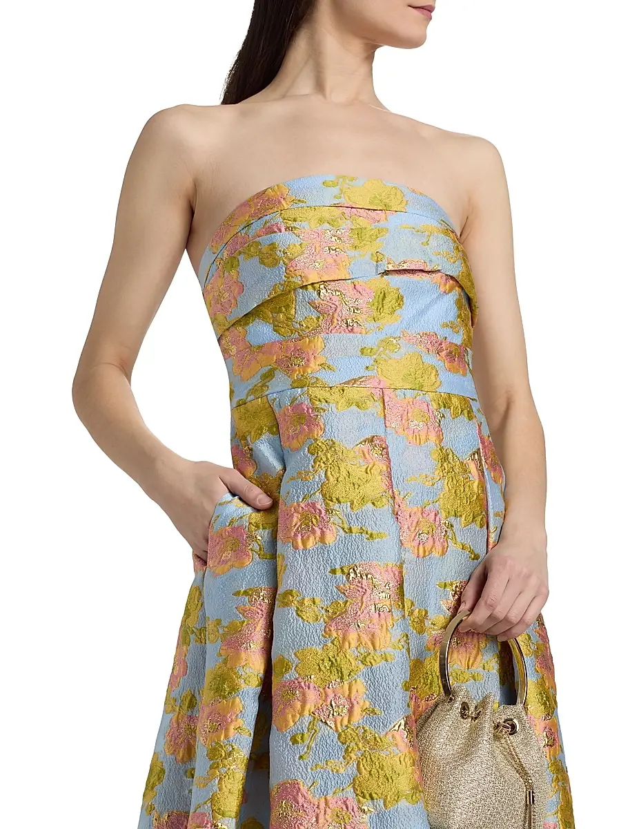 THEIA Women's Leia Jacquard Strapless Gown | Thumbnail 6 THEIA Women's Leia Jacquard Strapless Gown | Thumbnail 6