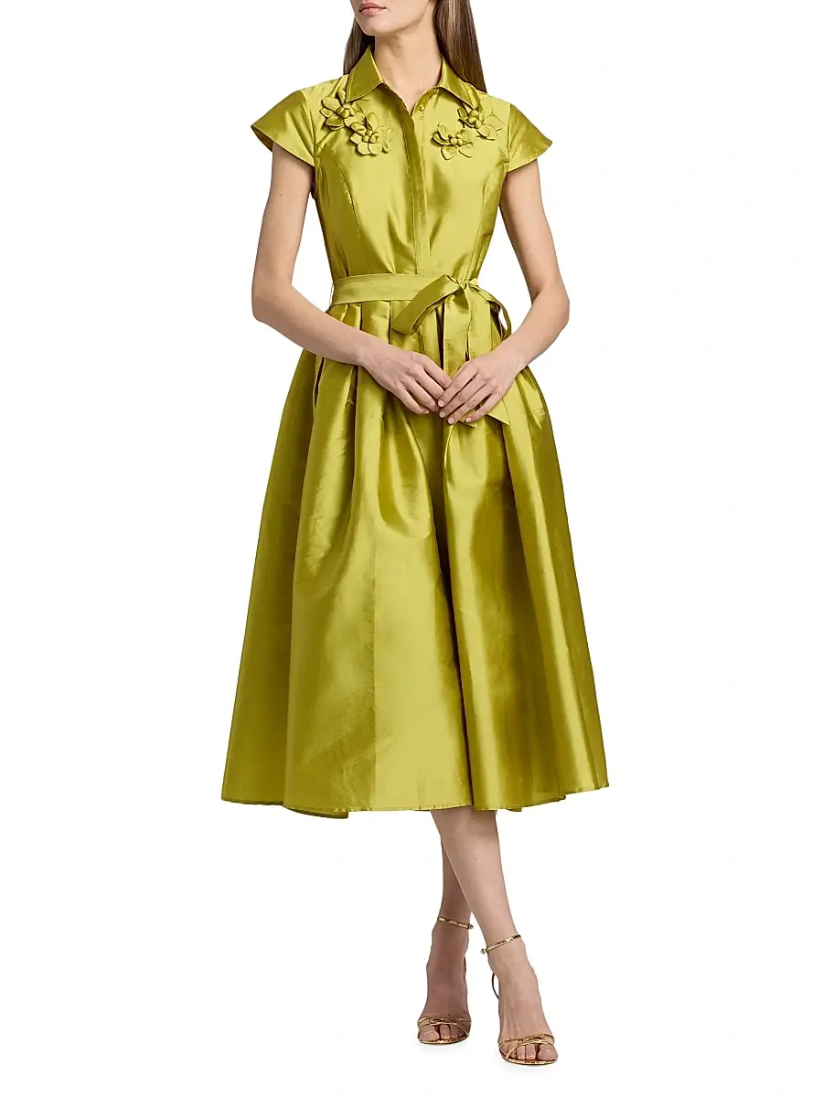THEIA Women's Vada Taffeta Cocktail Shirtdress | Thumbnail 2