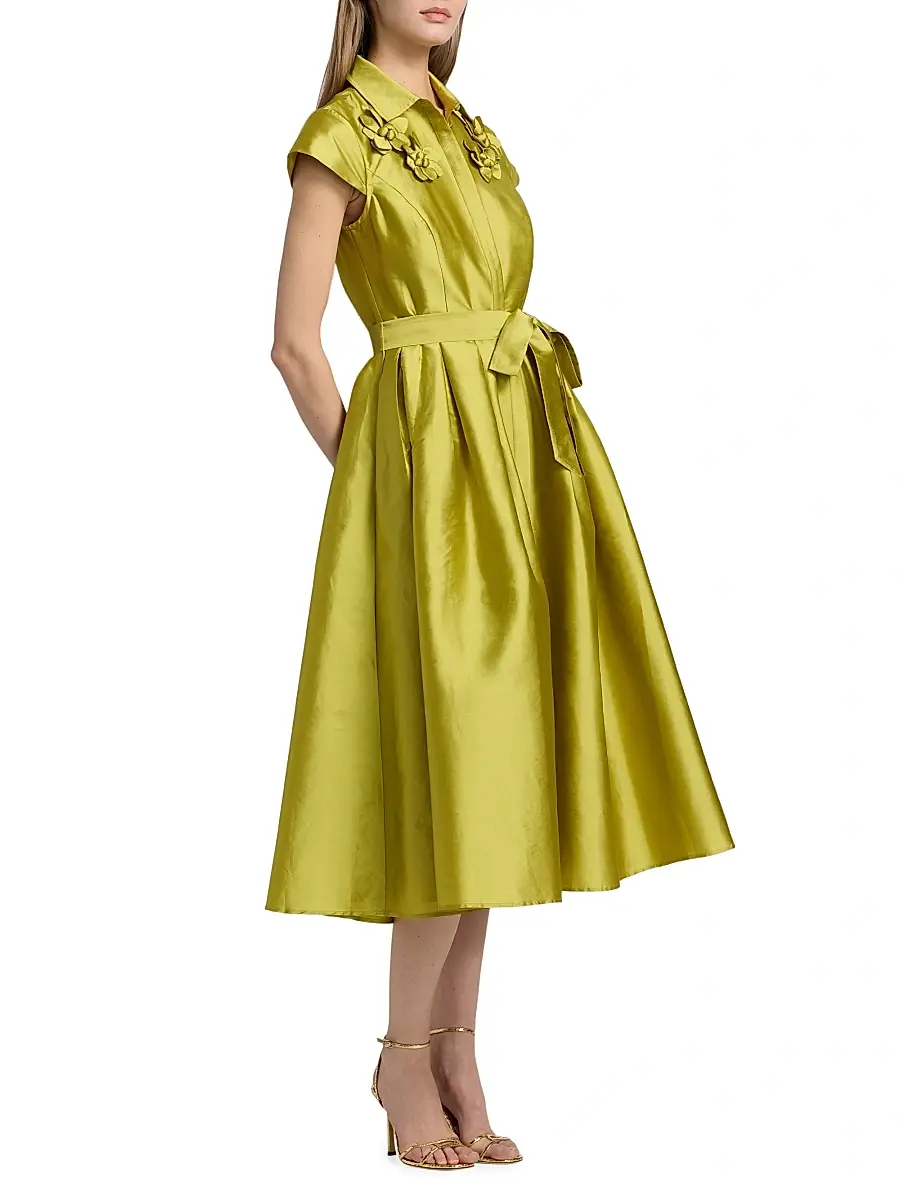 THEIA Women's Vada Taffeta Cocktail Shirtdress | Thumbnail 4