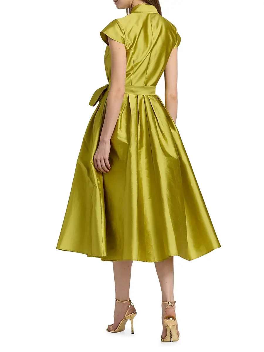 THEIA Women's Vada Taffeta Cocktail Shirtdress | Thumbnail 5