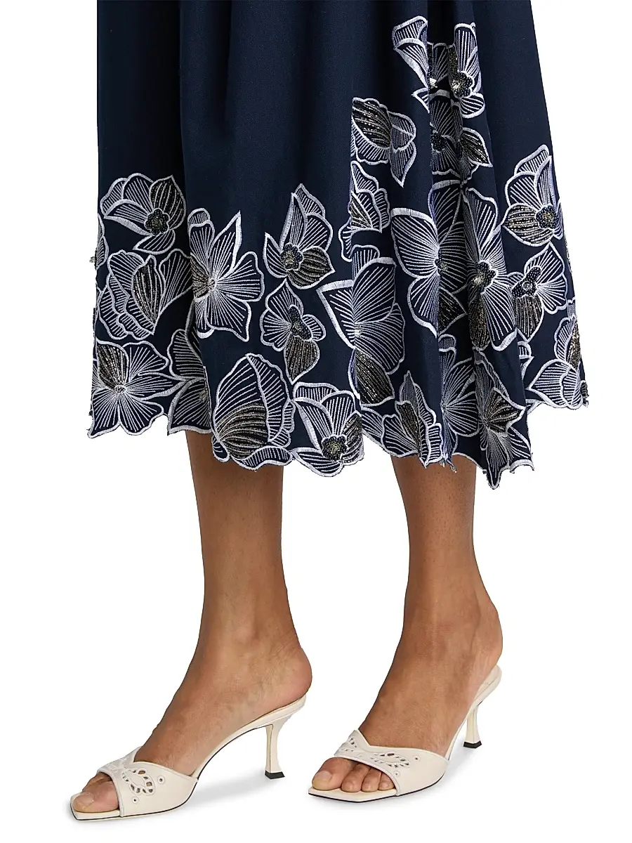 Toccin Women's Stacy Floral-Embroidered Cotton Midi-Skirt | Thumbnail 6 Toccin Women's Stacy Floral-Embroidered Cotton Midi-Skirt | Thumbnail 6