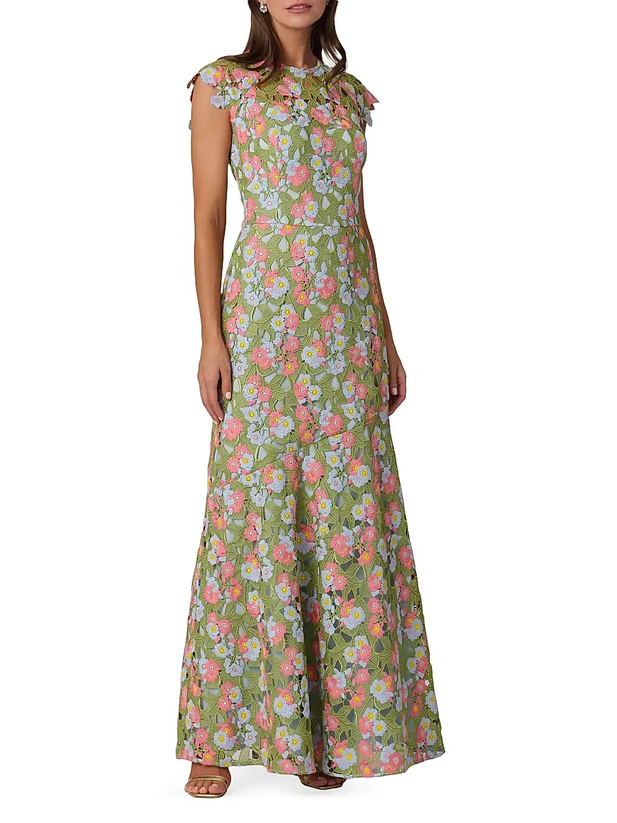 Shoshanna Women's Raven Floral Guipure A-Line Gown | Thumbnail 2 Shoshanna Women's Raven Floral Guipure A-Line Gown | Thumbnail 2