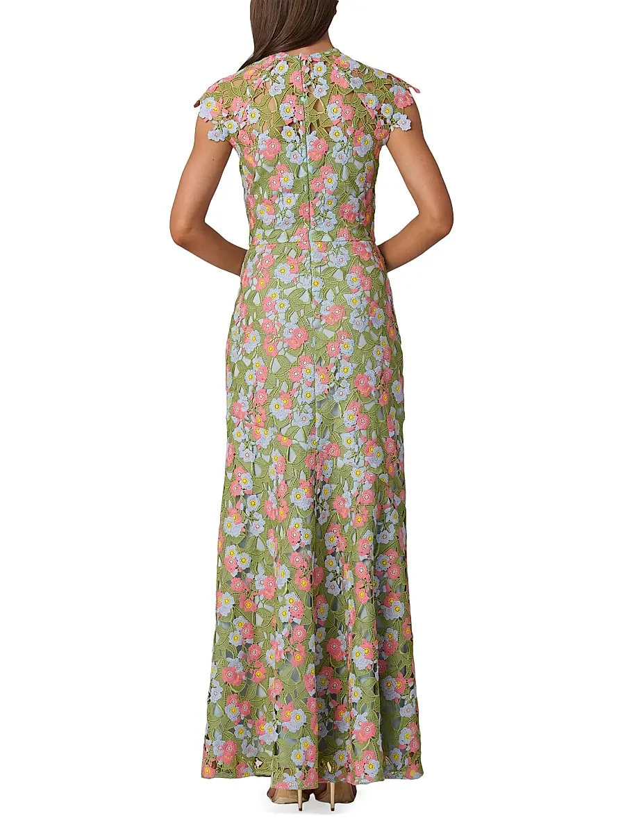 Shoshanna Women's Raven Floral Guipure A-Line Gown | Thumbnail 3 Shoshanna Women's Raven Floral Guipure A-Line Gown | Thumbnail 3