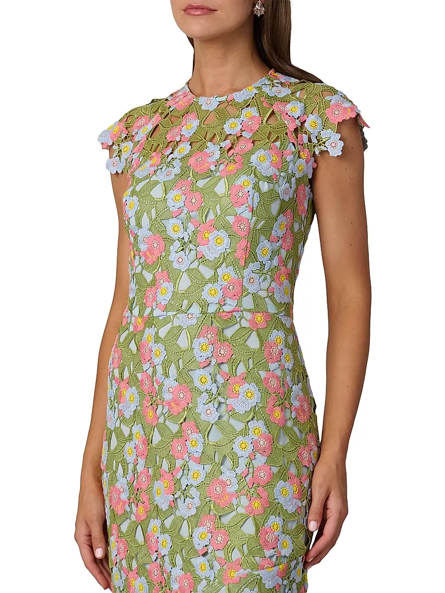 Shoshanna Women's Raven Floral Guipure A-Line Gown | Thumbnail 4 Shoshanna Women's Raven Floral Guipure A-Line Gown | Thumbnail 4