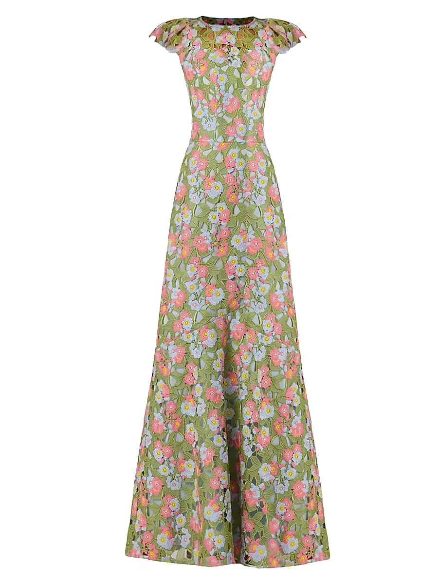 Shoshanna Women's Raven Floral Guipure A-Line Gown - Garden Multi | Image 1 Shoshanna Women's Raven Floral Guipure A-Line Gown - Garden Multi | Image 1
