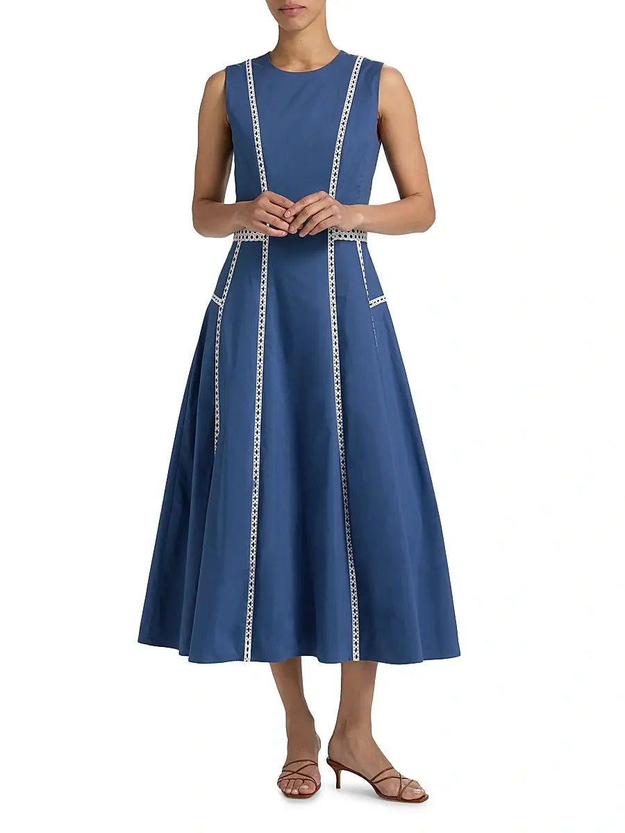 TANYA TAYLOR Women's Sloane Embrodiered Midi-Dress | Thumbnail 2 TANYA TAYLOR Women's Sloane Embrodiered Midi-Dress | Thumbnail 2
