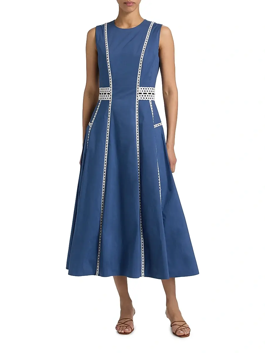 TANYA TAYLOR Women's Sloane Embrodiered Midi-Dress | Thumbnail 3 TANYA TAYLOR Women's Sloane Embrodiered Midi-Dress | Thumbnail 3