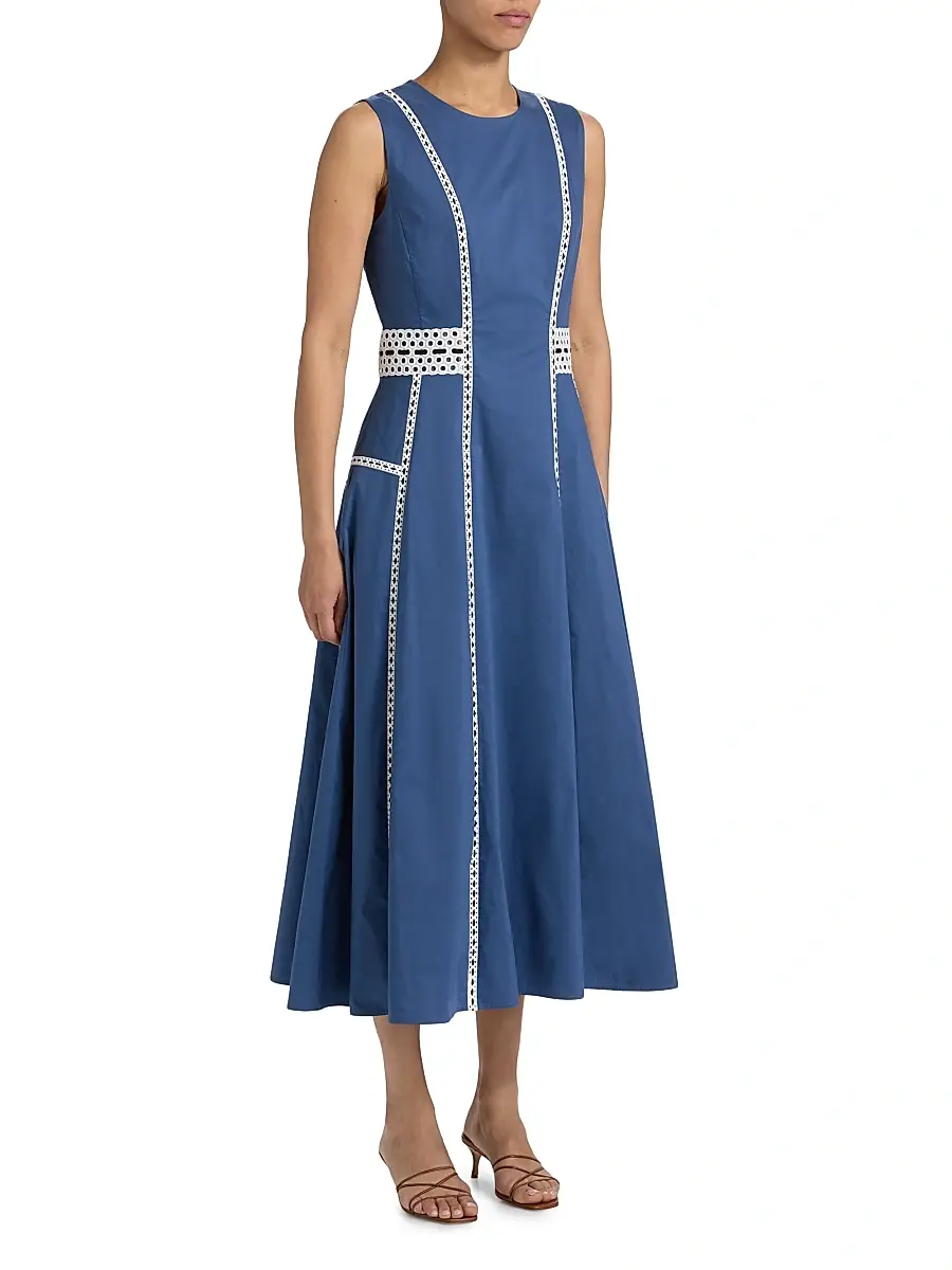 TANYA TAYLOR Women's Sloane Embrodiered Midi-Dress | Thumbnail 4 TANYA TAYLOR Women's Sloane Embrodiered Midi-Dress | Thumbnail 4