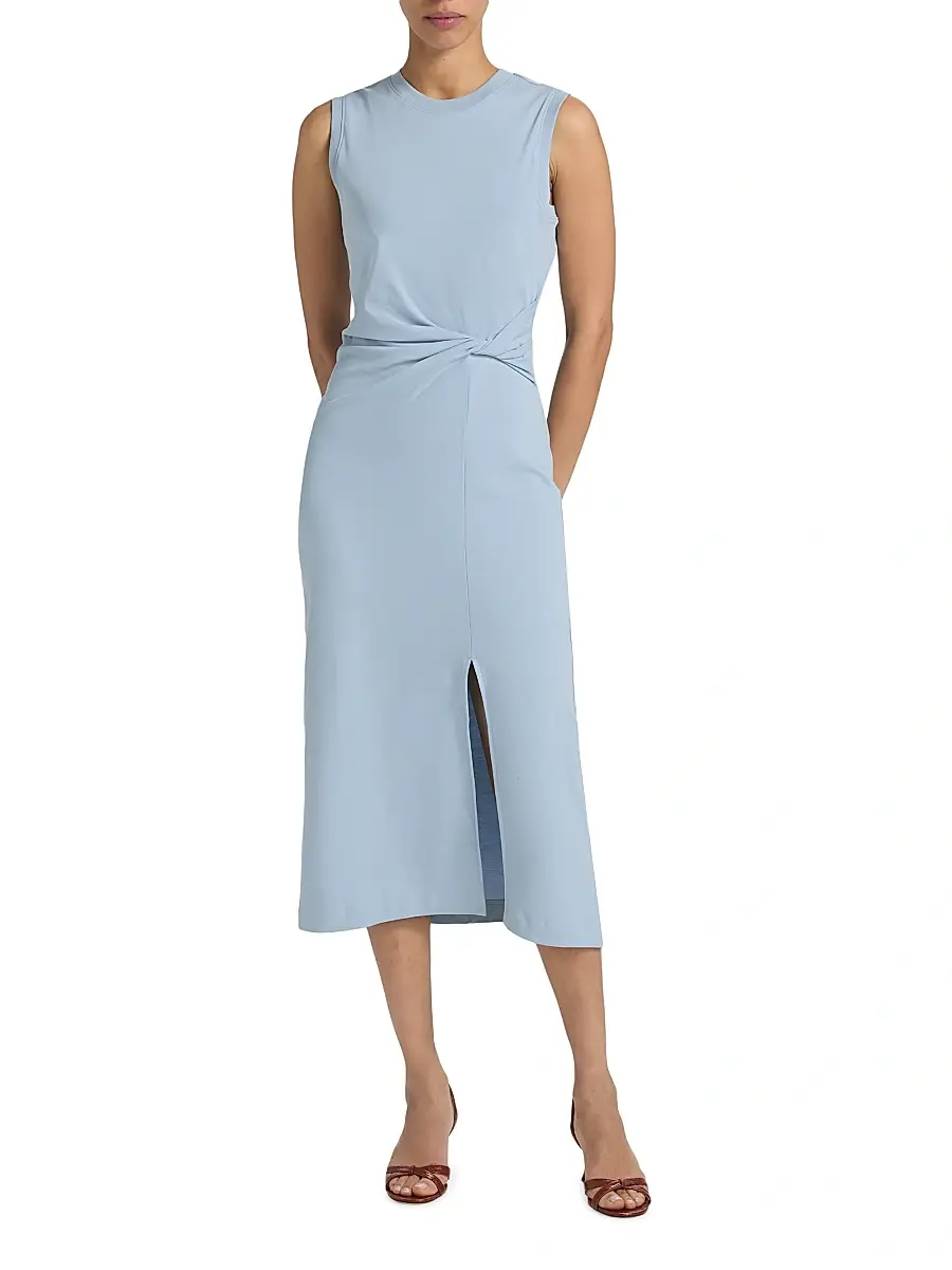 TANYA TAYLOR Women's Cody Side Twist Linen-Blend Midi-Dress | Thumbnail 2 TANYA TAYLOR Women's Cody Side Twist Linen-Blend Midi-Dress | Thumbnail 2