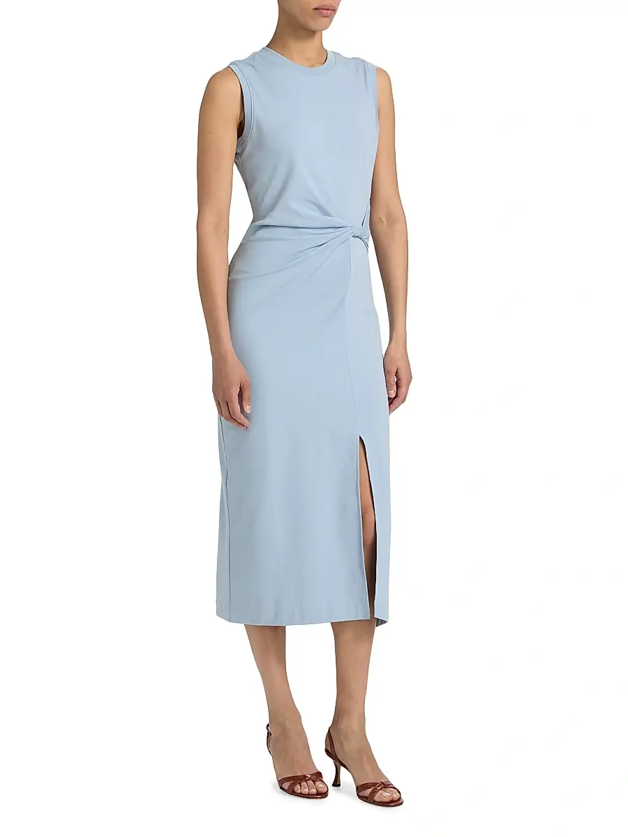 TANYA TAYLOR Women's Cody Side Twist Linen-Blend Midi-Dress | Thumbnail 4 TANYA TAYLOR Women's Cody Side Twist Linen-Blend Midi-Dress | Thumbnail 4