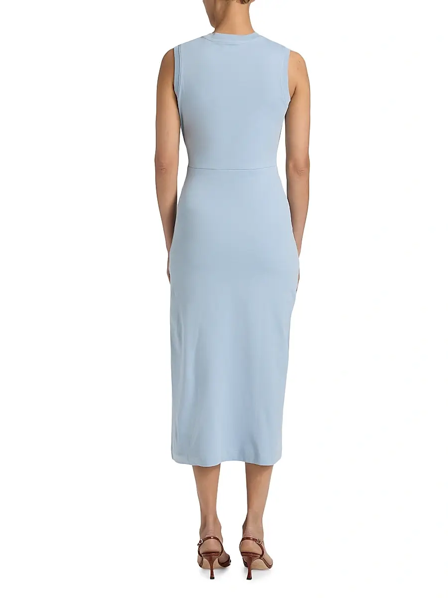 TANYA TAYLOR Women's Cody Side Twist Linen-Blend Midi-Dress | Thumbnail 5 TANYA TAYLOR Women's Cody Side Twist Linen-Blend Midi-Dress | Thumbnail 5
