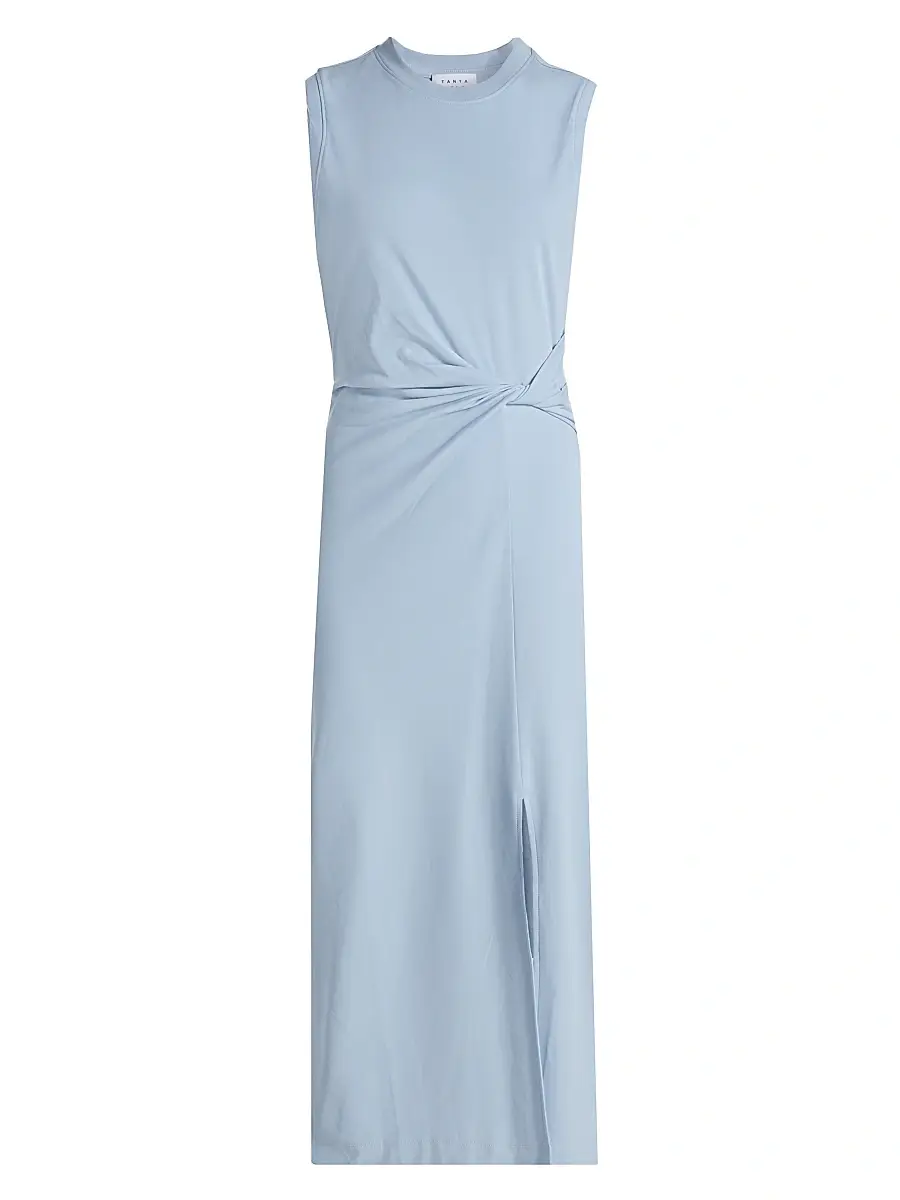 TANYA TAYLOR Women's Cody Side Twist Linen-Blend Midi-Dress