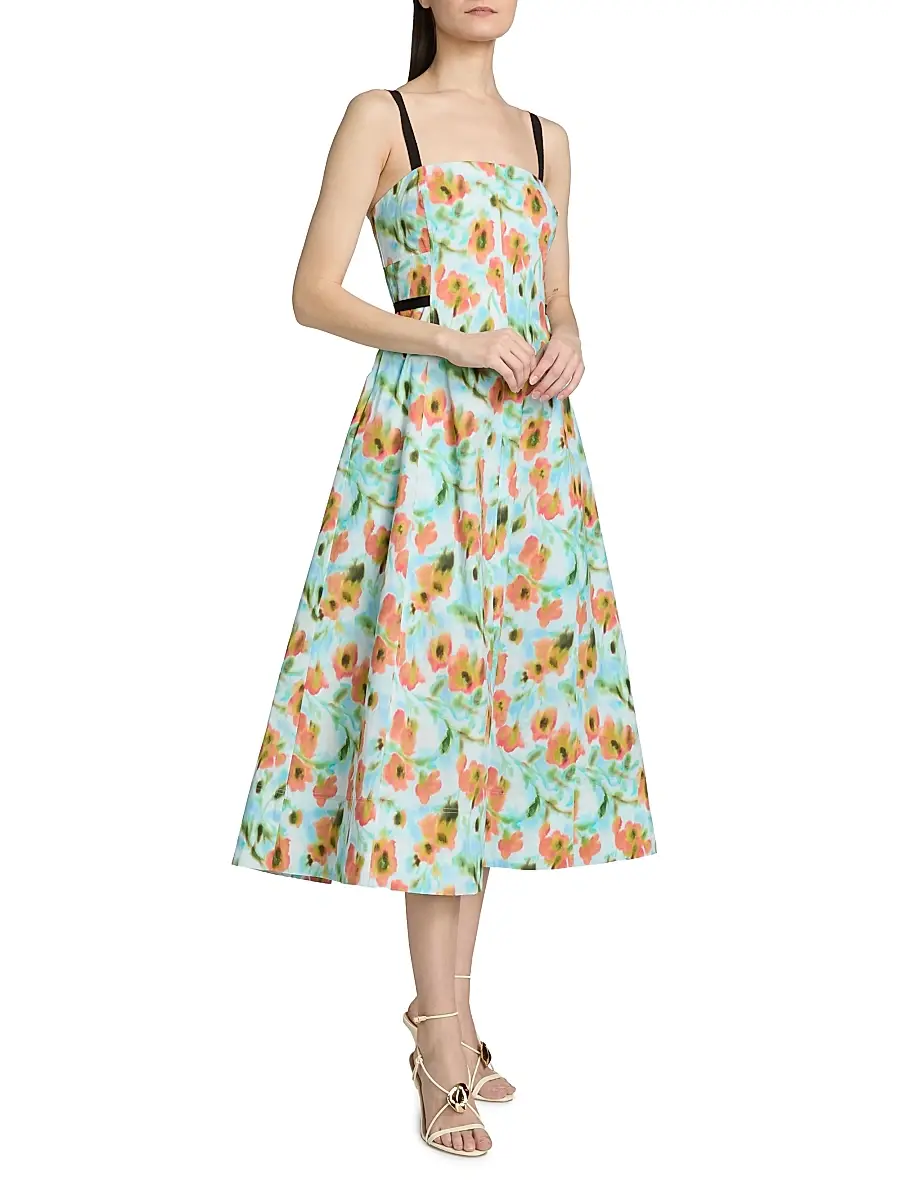 TANYA TAYLOR Women's Tavia Floral Cotton Poplin Midi-Dress | Thumbnail 4 TANYA TAYLOR Women's Tavia Floral Cotton Poplin Midi-Dress | Thumbnail 4