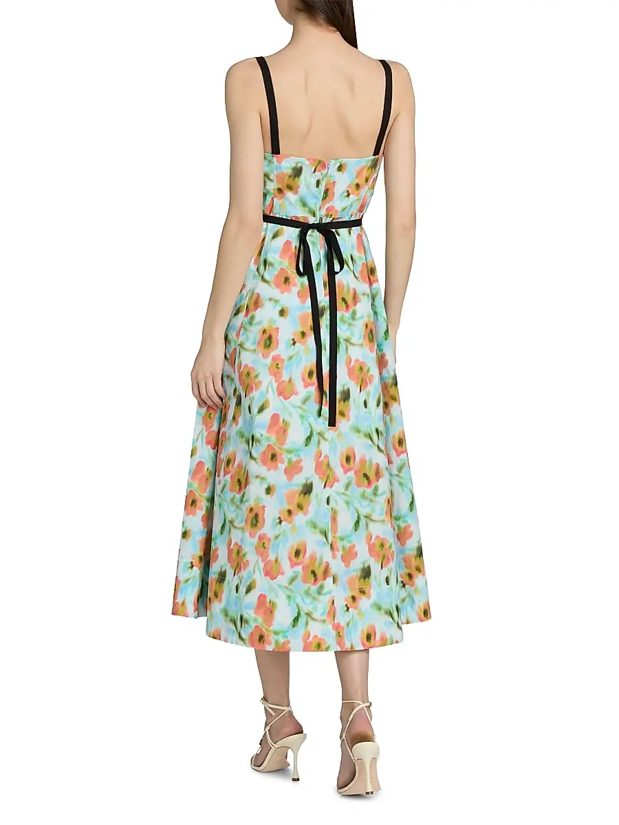 TANYA TAYLOR Women's Tavia Floral Cotton Poplin Midi-Dress | Thumbnail 5 TANYA TAYLOR Women's Tavia Floral Cotton Poplin Midi-Dress | Thumbnail 5