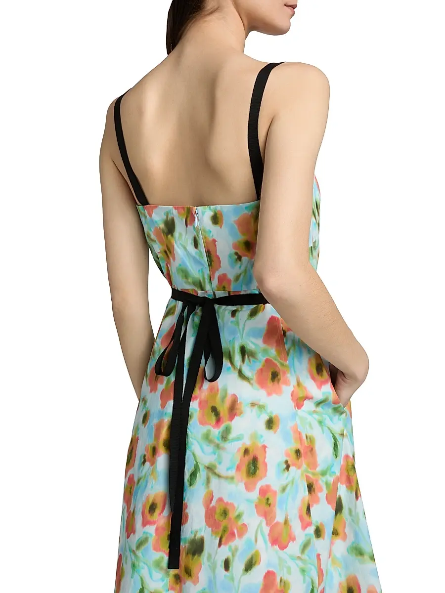 TANYA TAYLOR Women's Tavia Floral Cotton Poplin Midi-Dress | Thumbnail 6 TANYA TAYLOR Women's Tavia Floral Cotton Poplin Midi-Dress | Thumbnail 6