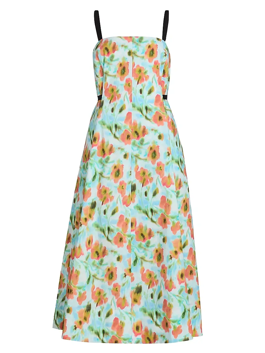 TANYA TAYLOR Women's Tavia Floral Cotton Poplin Midi-Dress