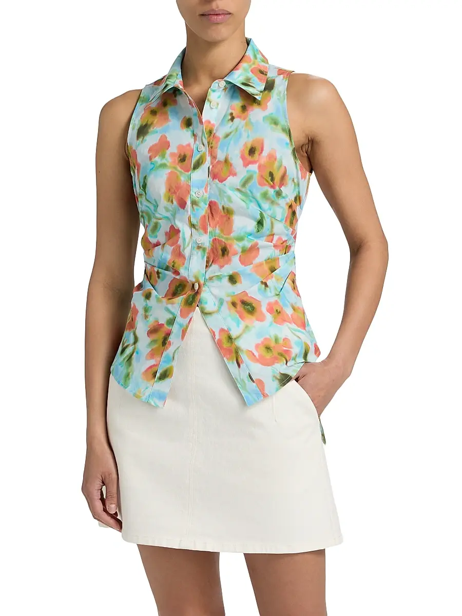 TANYA TAYLOR Women's Hannah Cascading Floral Back Bow Top | Thumbnail 3 TANYA TAYLOR Women's Hannah Cascading Floral Back Bow Top | Thumbnail 3