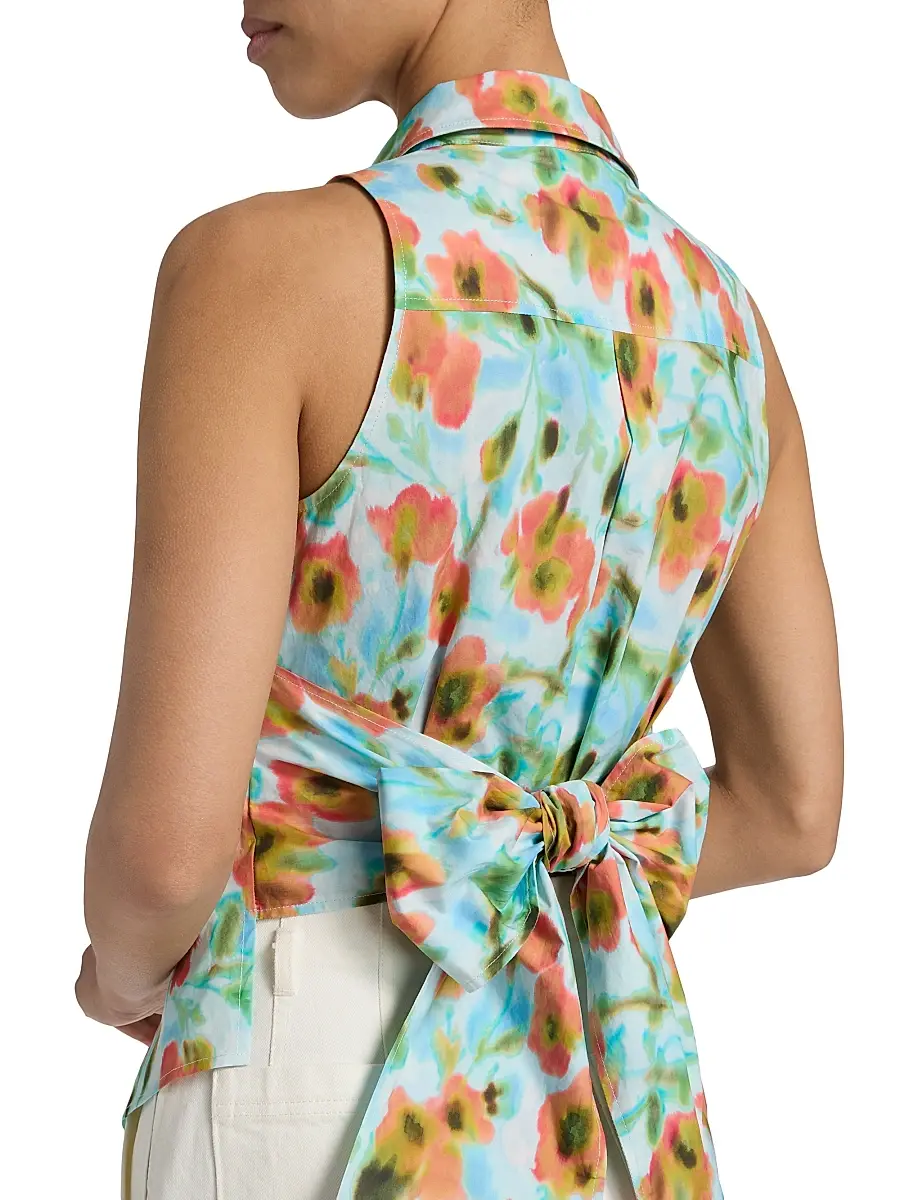 TANYA TAYLOR Women's Hannah Cascading Floral Back Bow Top | Thumbnail 6 TANYA TAYLOR Women's Hannah Cascading Floral Back Bow Top | Thumbnail 6