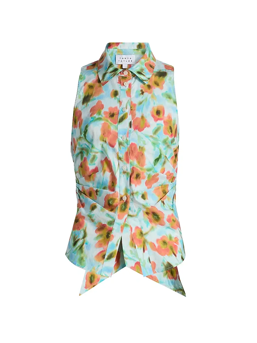 TANYA TAYLOR Women's Hannah Cascading Floral Back Bow Top