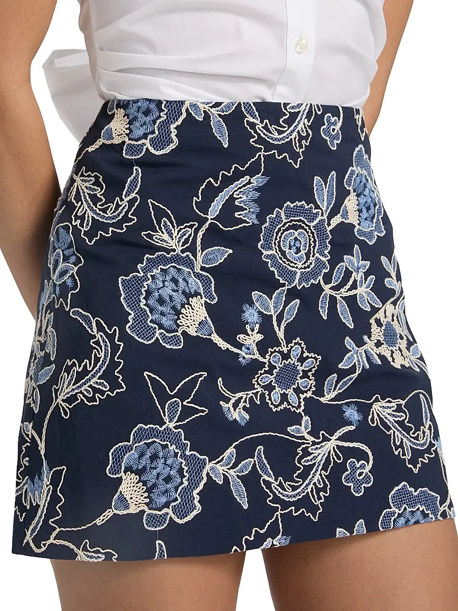 TANYA TAYLOR Women's Ari Embroidered Cotton Mini Skirt | Thumbnail 6 TANYA TAYLOR Women's Ari Embroidered Cotton Mini Skirt | Thumbnail 6