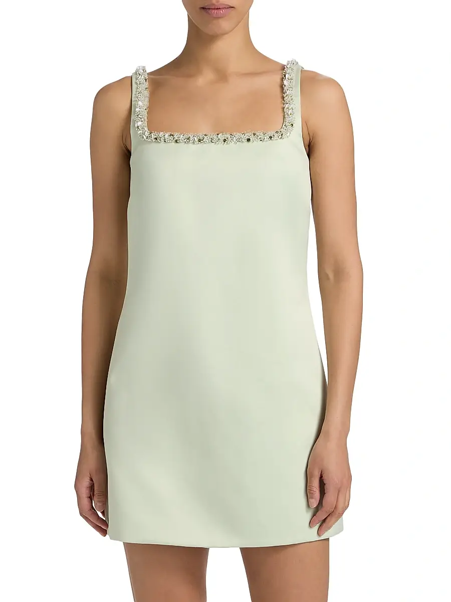 TANYA TAYLOR Women's Barton Satin Embellished Minidress | Thumbnail 3