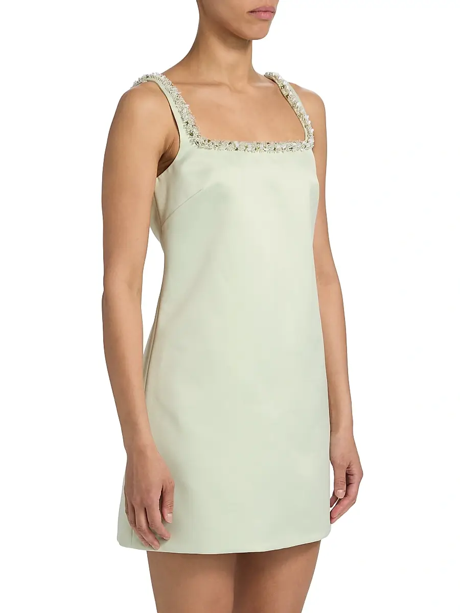 TANYA TAYLOR Women's Barton Satin Embellished Minidress | Thumbnail 4