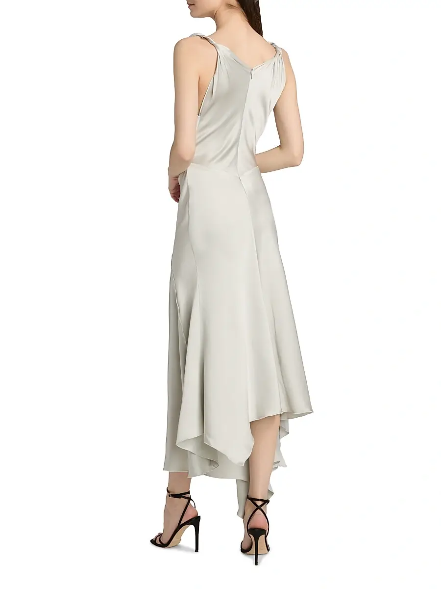 Victoria Beckham Women's Posy Draped Satin Midi-Dress | Thumbnail 5 Victoria Beckham Women's Posy Draped Satin Midi-Dress | Thumbnail 5