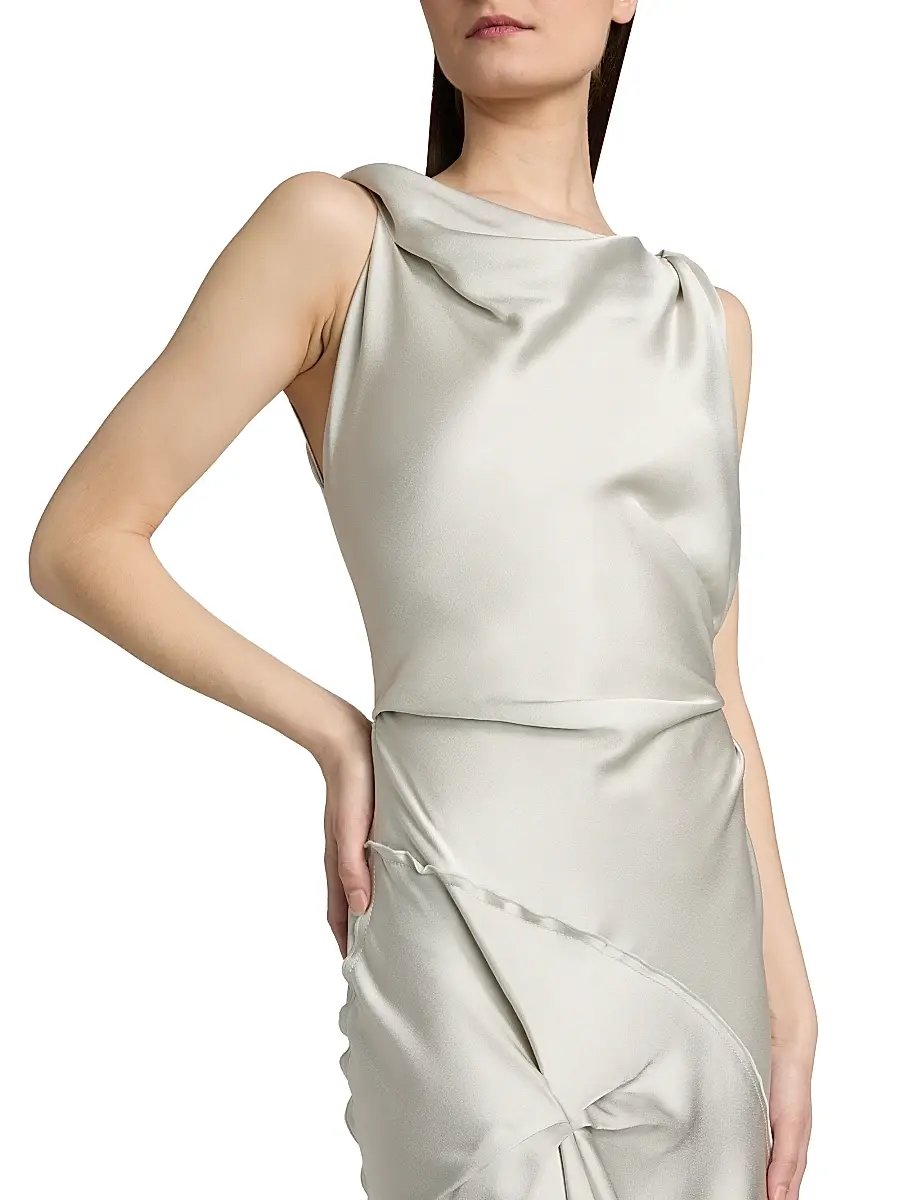 Victoria Beckham Women's Posy Draped Satin Midi-Dress | Thumbnail 6 Victoria Beckham Women's Posy Draped Satin Midi-Dress | Thumbnail 6