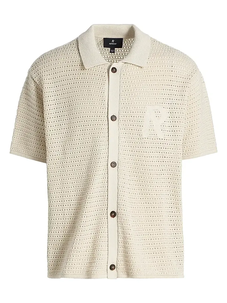 Represent Men's Pico Open-Knit Cotton-Blend Shirt