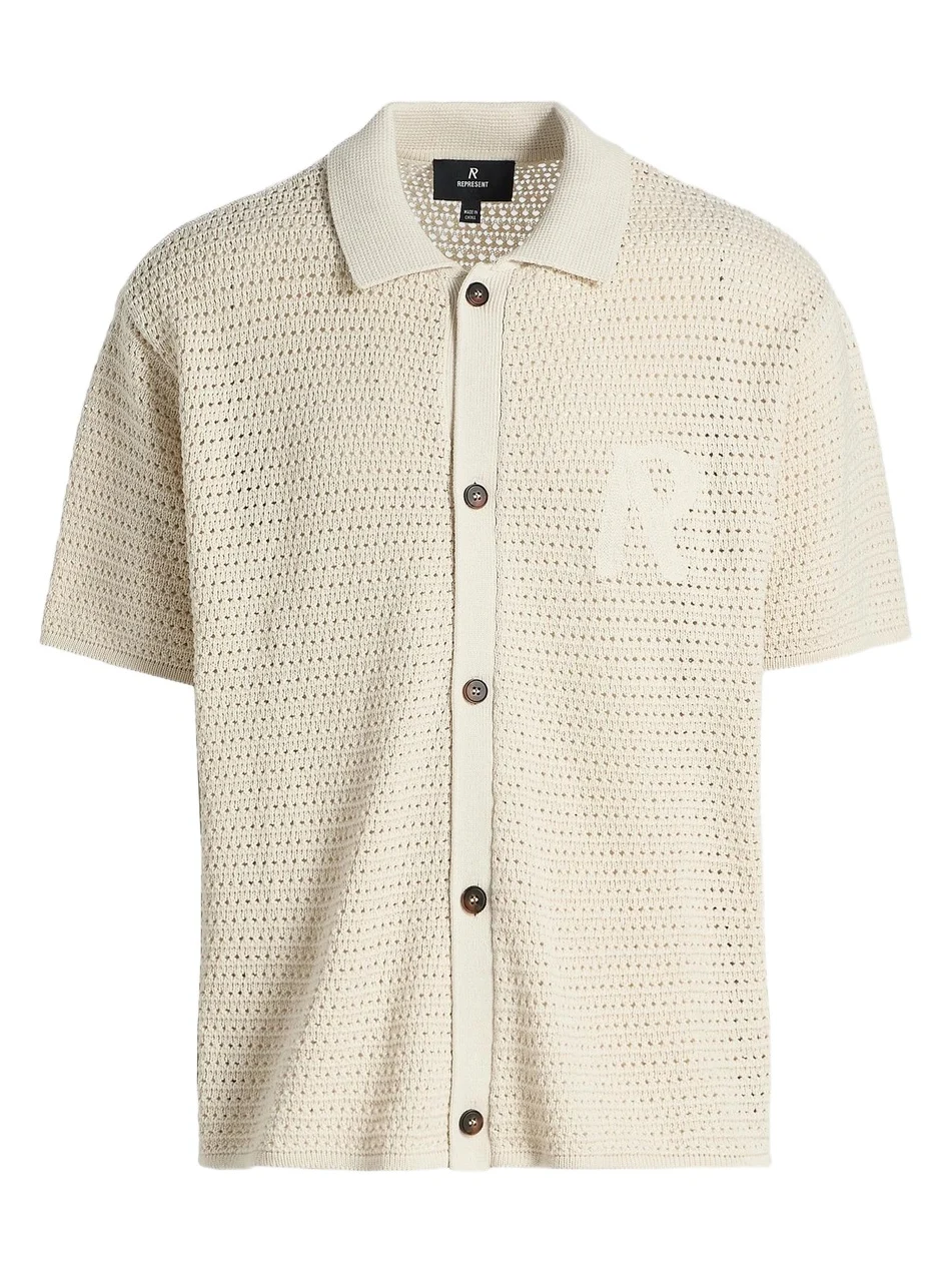 Represent Men's Pico Open-Knit Cotton-Blend Shirt