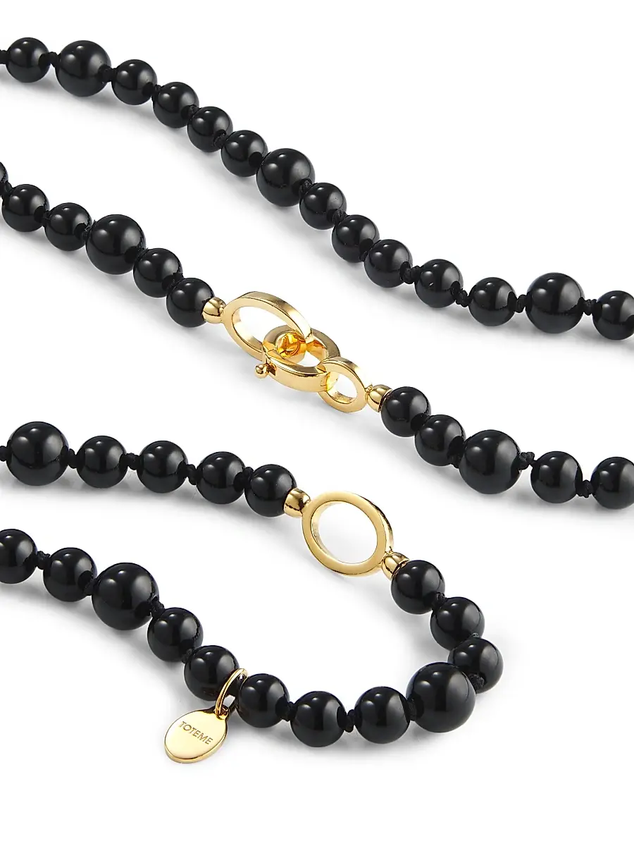 TOTEME Women's Infinity 24K-Yellow-Gold Vermeil & Black Onyx Beaded Necklace | Thumbnail 3 TOTEME Women's Infinity 24K-Yellow-Gold Vermeil & Black Onyx Beaded Necklace | Thumbnail 3