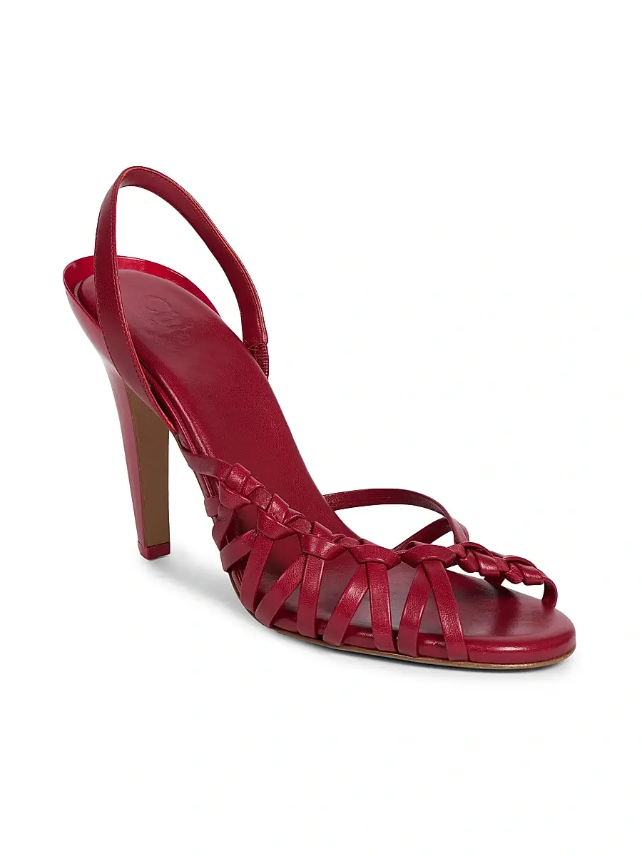 Chloé Women's Estra 100MM Leather Slingback Sandals - Raspberry Sorbet | Thumbnail 2 Chloé Women's Estra 100MM Leather Slingback Sandals - Raspberry Sorbet | Thumbnail 2
