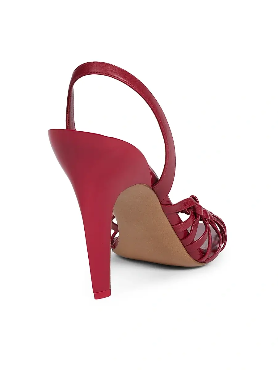 Chloé Women's Estra 100MM Leather Slingback Sandals - Raspberry Sorbet | Thumbnail 3 Chloé Women's Estra 100MM Leather Slingback Sandals - Raspberry Sorbet | Thumbnail 3
