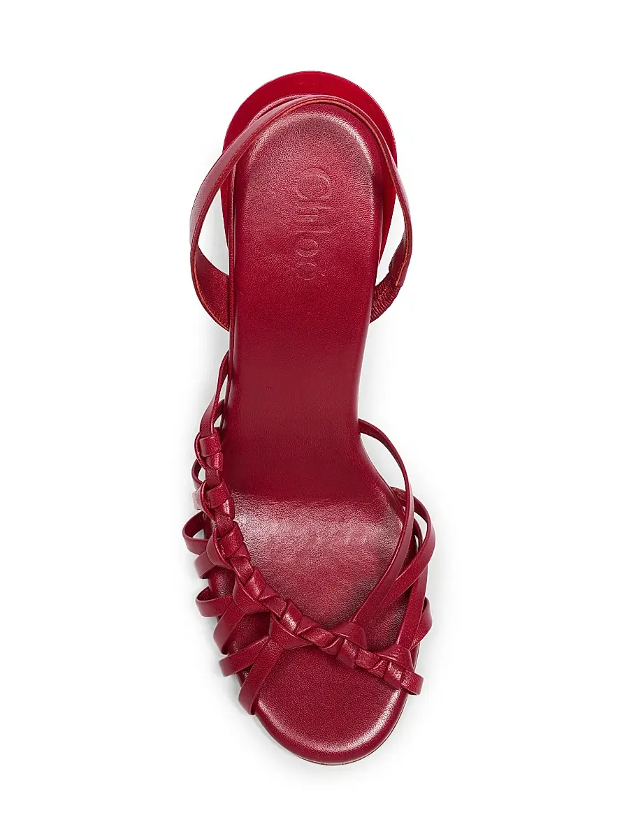 Chloé Women's Estra 100MM Leather Slingback Sandals - Raspberry Sorbet | Thumbnail 4 Chloé Women's Estra 100MM Leather Slingback Sandals - Raspberry Sorbet | Thumbnail 4