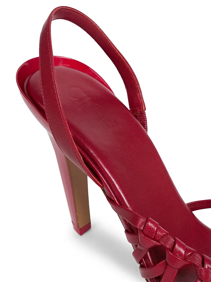 Chloé Women's Estra 100MM Leather Slingback Sandals - Raspberry Sorbet | Thumbnail 6 Chloé Women's Estra 100MM Leather Slingback Sandals - Raspberry Sorbet | Thumbnail 6