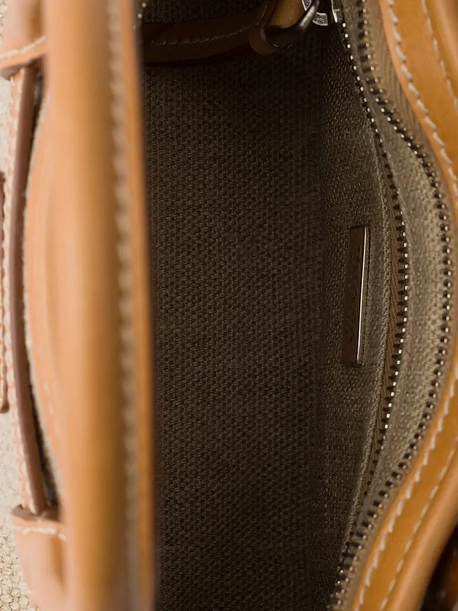 Prada Women's Bonnie Small Linen and Leather Top Handle Bag | Thumbnail 5 Prada Women's Bonnie Small Linen and Leather Top Handle Bag | Thumbnail 5