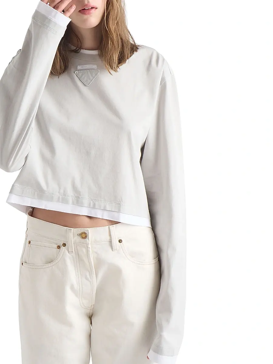 Prada Women's Long-Sleeved Jersey T-Shirt | Thumbnail 4