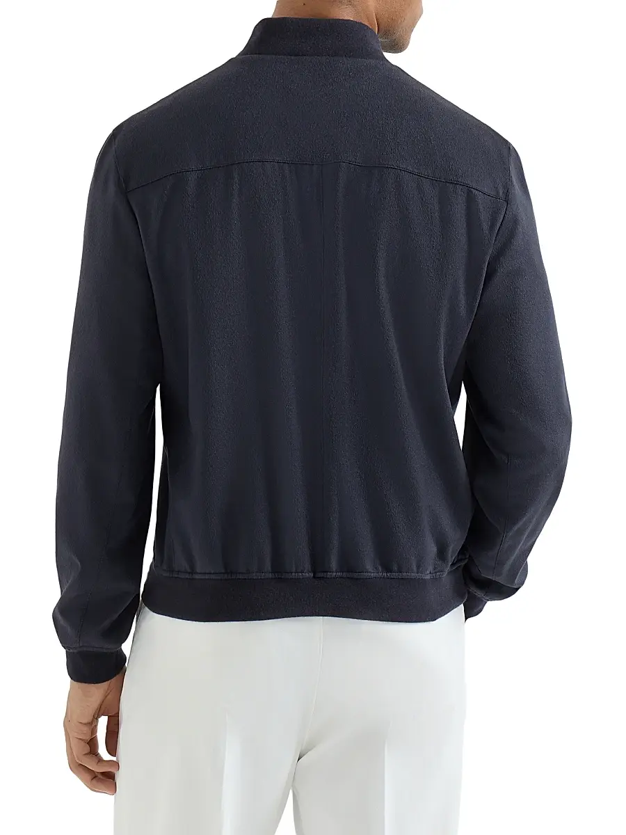 Brunello Cucinelli Men's Lightweight Cashmere Flannel Bomber Jacket | Thumbnail 3 Brunello Cucinelli Men's Lightweight Cashmere Flannel Bomber Jacket | Thumbnail 3