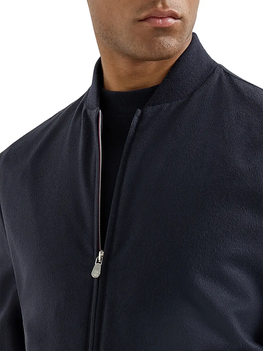 Brunello Cucinelli Men's Lightweight Cashmere Flannel Bomber Jacket | Thumbnail 4 Brunello Cucinelli Men's Lightweight Cashmere Flannel Bomber Jacket | Thumbnail 4