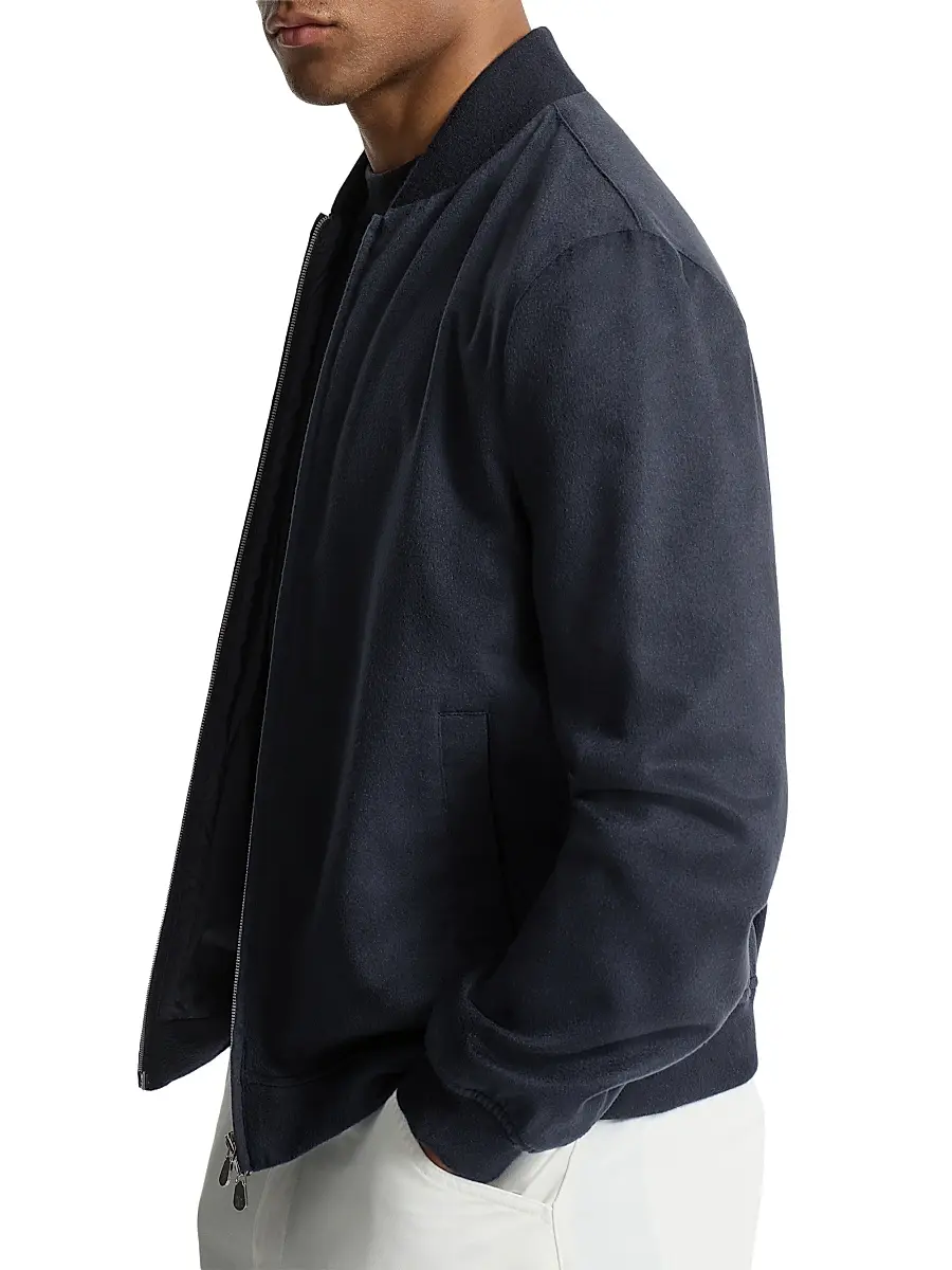 Brunello Cucinelli Men's Lightweight Cashmere Flannel Bomber Jacket | Thumbnail 5 Brunello Cucinelli Men's Lightweight Cashmere Flannel Bomber Jacket | Thumbnail 5
