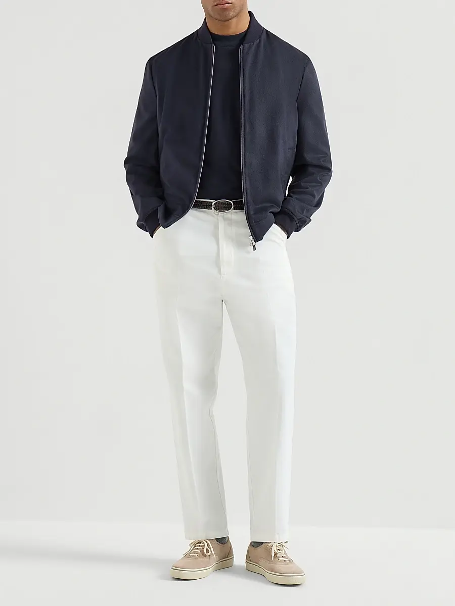 Brunello Cucinelli Men's Lightweight Cashmere Flannel Bomber Jacket | Thumbnail 6 Brunello Cucinelli Men's Lightweight Cashmere Flannel Bomber Jacket | Thumbnail 6