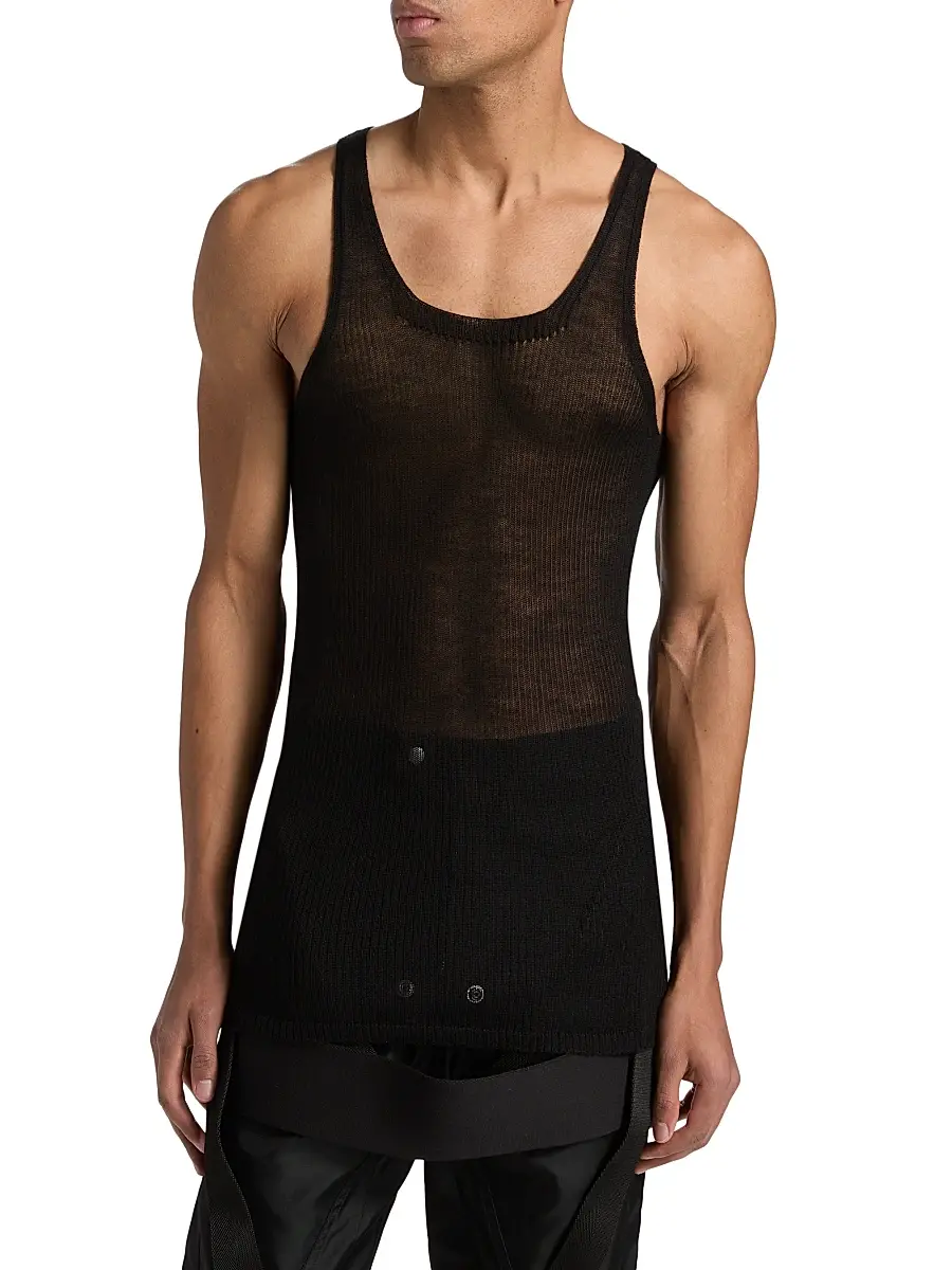 Rick Owens Men's Maglia Cashmere Knit Tank | Thumbnail 3