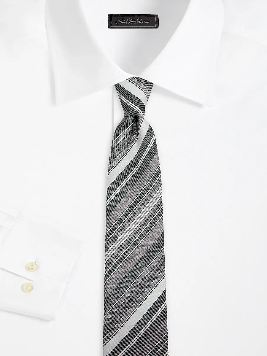 Emporio Armani Men's Striped Linen-Silk Tie | Thumbnail 2